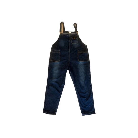 Soojun Overalls Womens Size 2XL Blue Denim Dark Wash Stretch Straight Leg - Picture 2 of 7